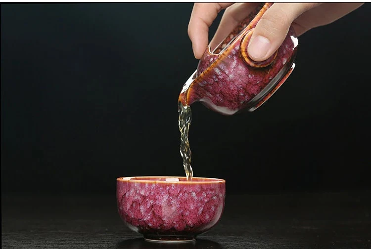 Skanto | Keramik Gaiwan Set kuai ke Tee-Set Camping Kung Fu Tee-Set 1 Teekanne 1 Tasse Reise-Teekanne Kaffeetasse Wasserkrug Büro-Wasserkocher Trinkgeschirr