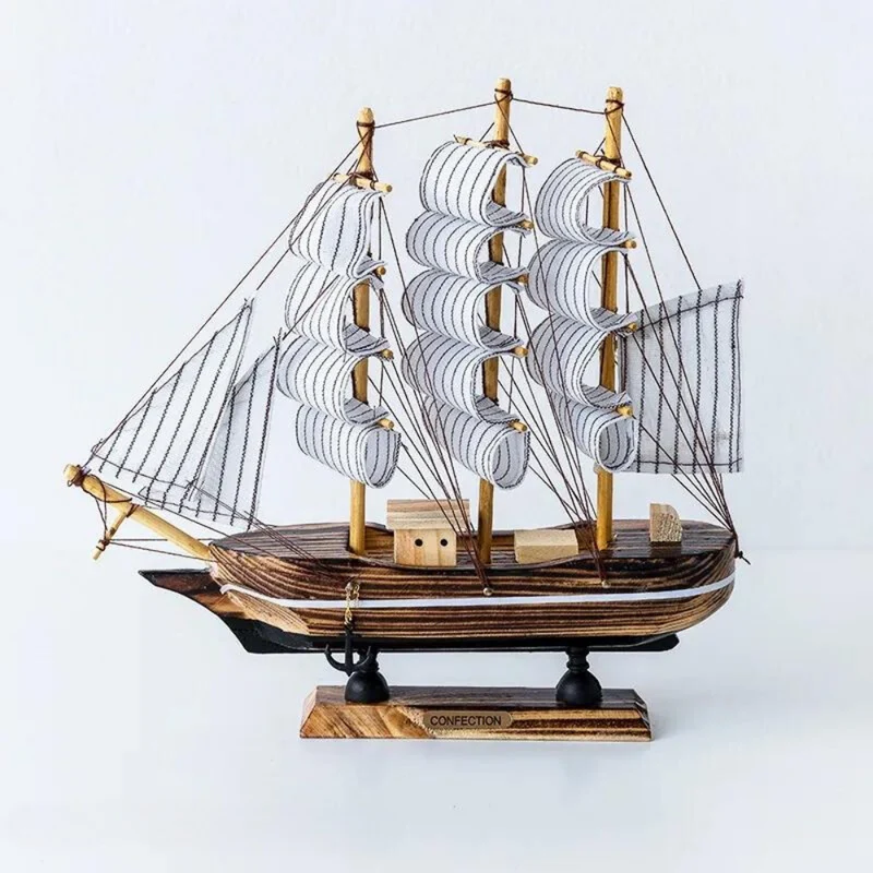 Skanto | Royaleva Nordische Holz-Segelboot-Skulptur - LED-beleuchtetes Deko-Stück, batteriebetrieben