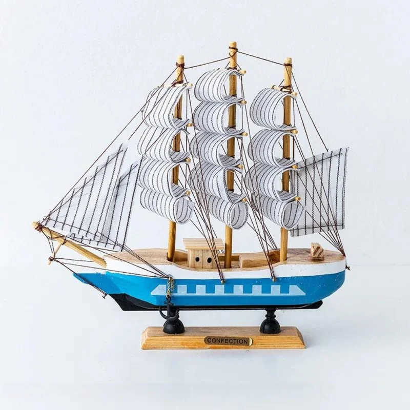 Skanto | Royaleva Nordische Holz-Segelboot-Skulptur - LED-beleuchtetes Deko-Stück, batteriebetrieben
