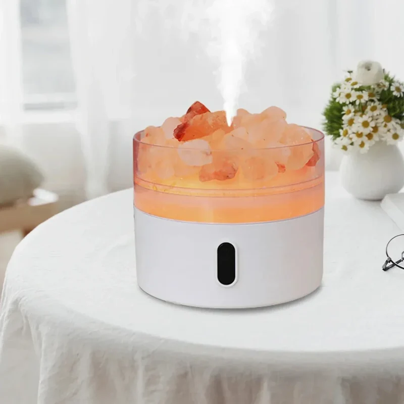 Skanto | Salzlampen-Diffusor - USB Ultraschall-Luftbefeuchter für ätherische Öle mit Himalaya-Salzkristallen & Nachtlicht