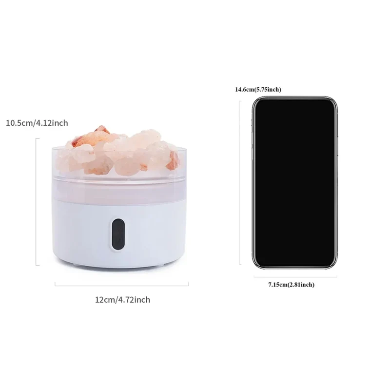 Skanto | Salzlampen-Diffusor - USB Ultraschall-Luftbefeuchter für ätherische Öle mit Himalaya-Salzkristallen & Nachtlicht