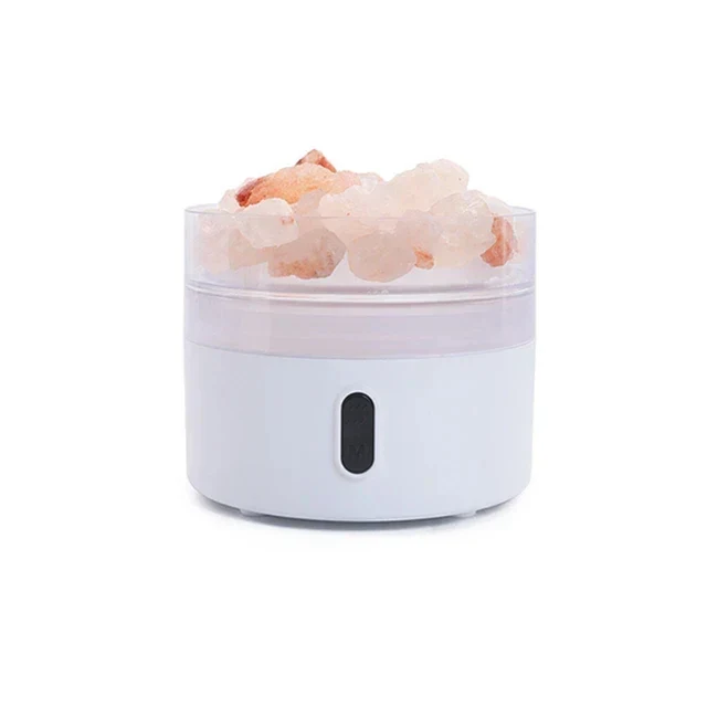 Skanto | Salzlampen-Diffusor - USB Ultraschall-Luftbefeuchter für ätherische Öle mit Himalaya-Salzkristallen & Nachtlicht