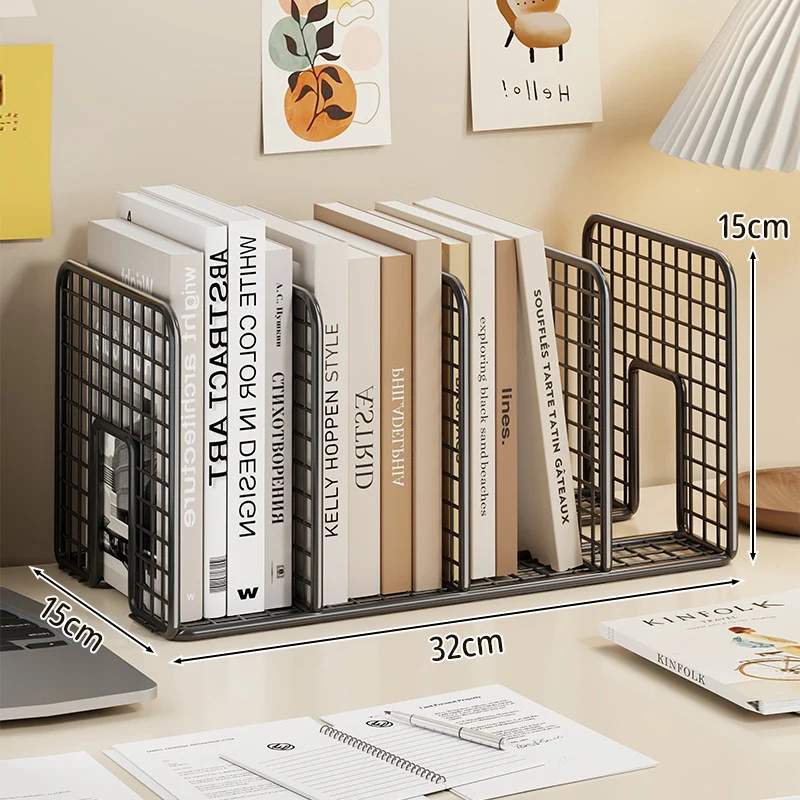 Mesh Metall Schreibtisch Buchorganisator mit verstellbaren Fächern und rutschfester Basis