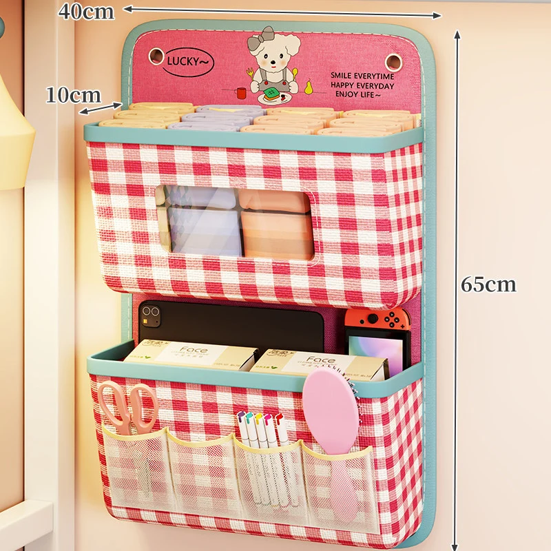 Hängender dreistufiger Stoff-Wandorganizer mit Frontfenster und externen Taschen