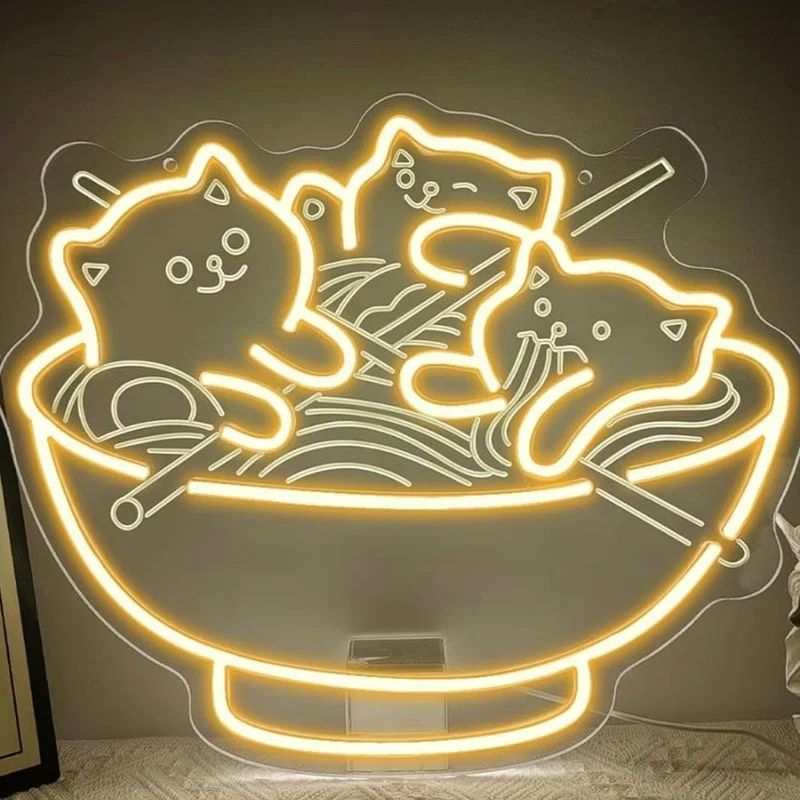 LED Neon Schild Katzen Ramen