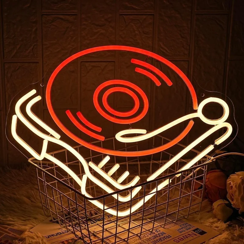 LED Neon Schild Schallplatten