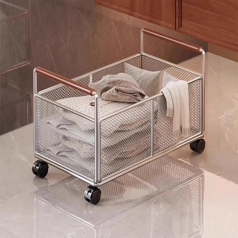Freistehende Netzlagerbox mit Holzgriffgriffen für Wohnzimmer und Wäsche