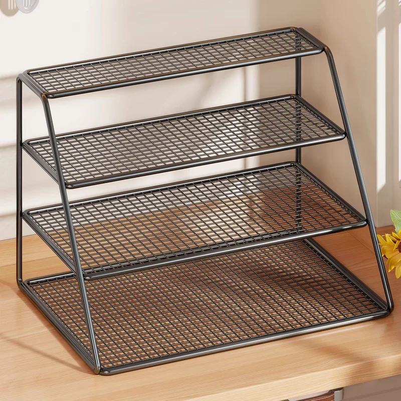 Vierstufiger Mesh-Küchenarbeitsplatten-Organizer-Rack