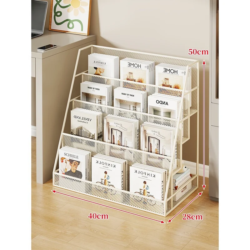 Schräg Mesh Rollender Magazin- und Buchdisplayregal mit Feststellrollen