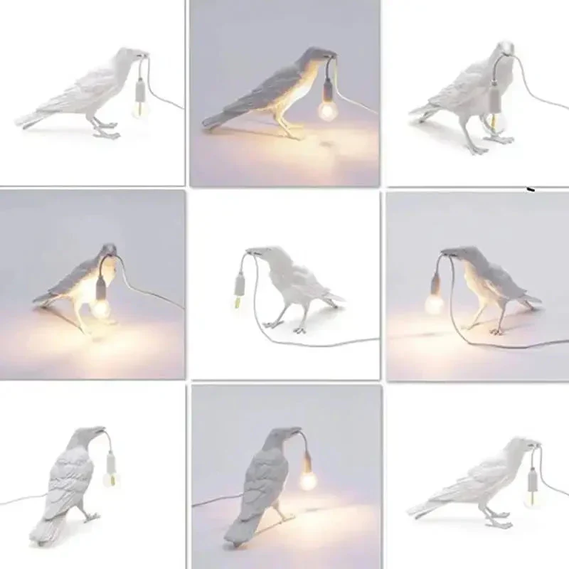 Skanto | E14 Glühbirne mit Stecker Gotische Rabenlampe Vintage Harz Vogellampe für Nachttisch, Büro, Wohnzimmer Landhaus Art Deco Stil