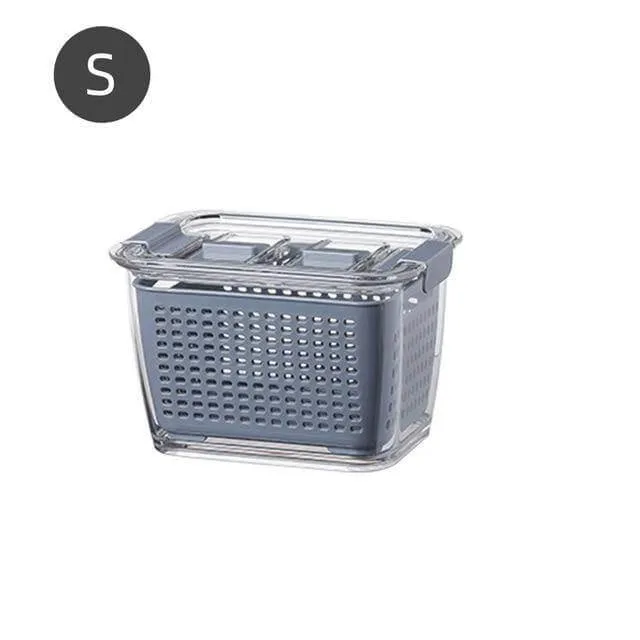 Skanto | Multifunktionale Gemüse- und Obst-Kühlschrank-Abtropf-Organizer-Box mit Deckel