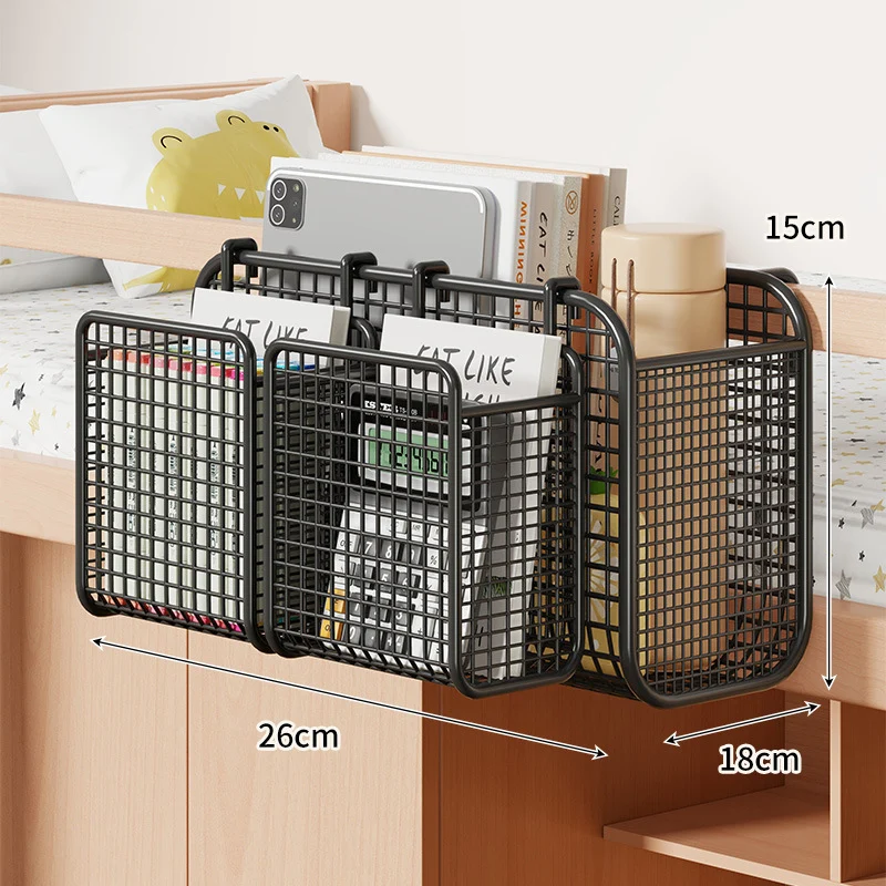 Über-Bett Drei-Compartment Metall-Mesh Hängende Nachttisch Organizer Caddy