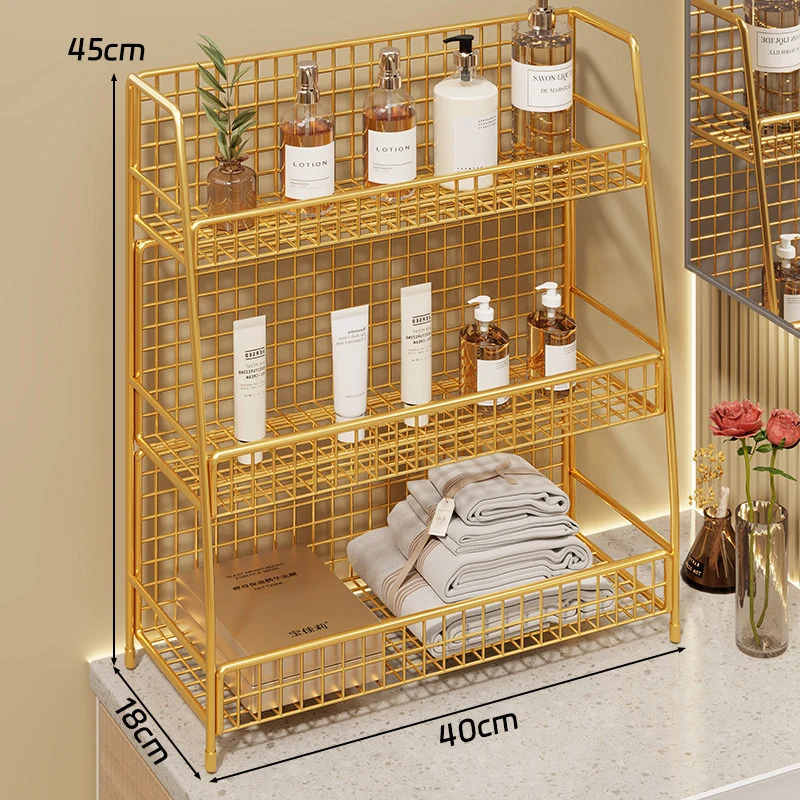Multi-Ebenen Drahtgitter Arbeitsplattenorganizer mit schrägem Rahmen und belüfteten Mesh-Regalen