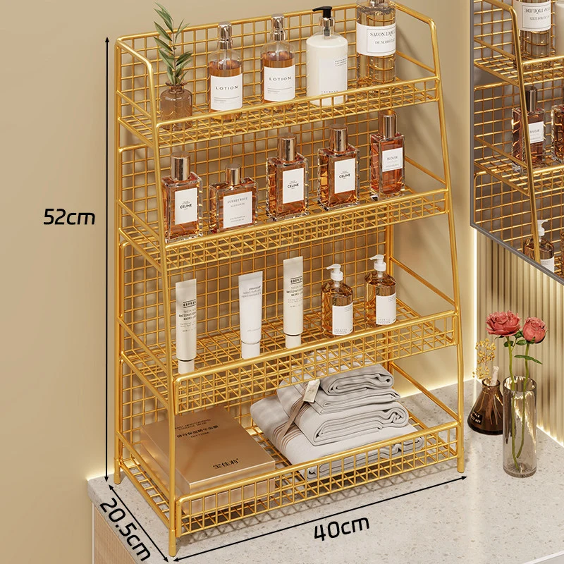 Multi-Ebenen Drahtgitter Arbeitsplattenorganizer mit schrägem Rahmen und belüfteten Mesh-Regalen