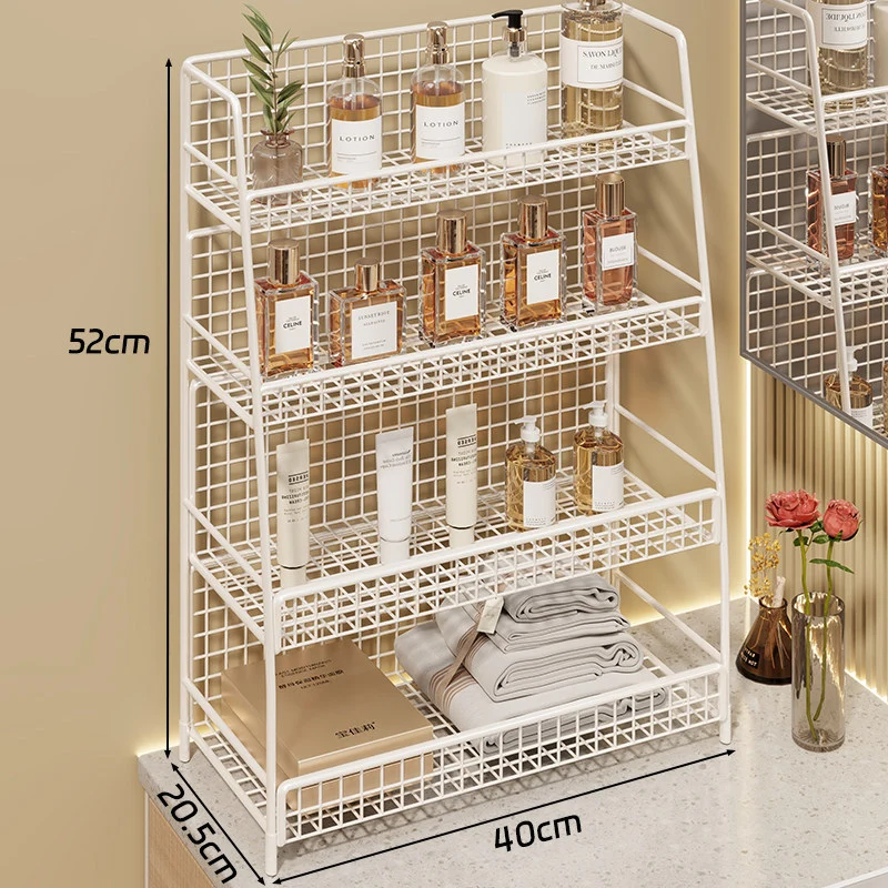 Multi-Ebenen Drahtgitter Arbeitsplattenorganizer mit schrägem Rahmen und belüfteten Mesh-Regalen