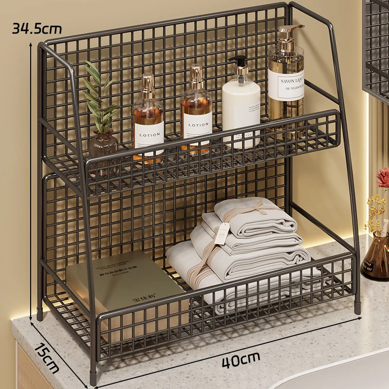 Multi-Ebenen Drahtgitter Arbeitsplattenorganizer mit schrägem Rahmen und belüfteten Mesh-Regalen