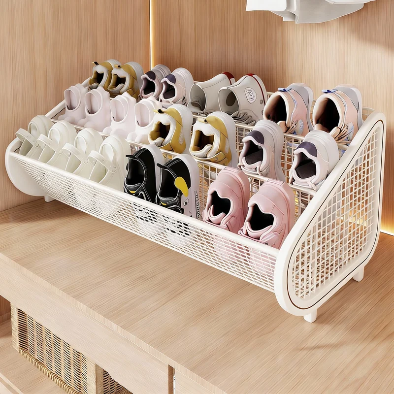 Kompakte geneigte Tri-Level-Mesh-Schlappen- und kleine Schuh-Organizer-Binne