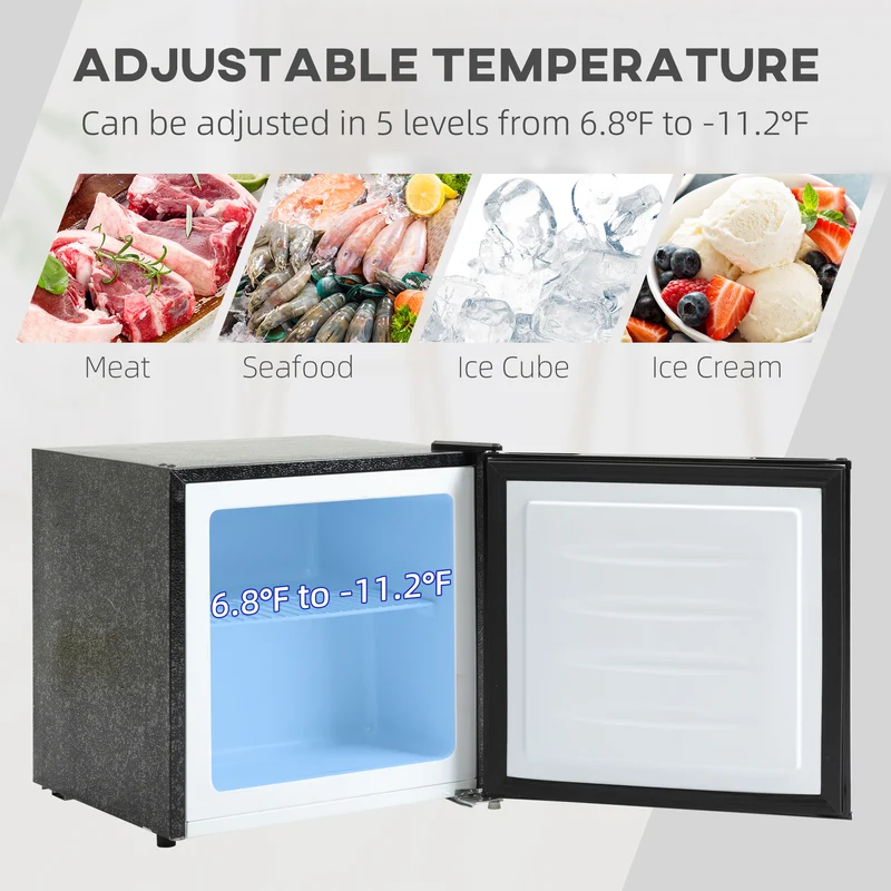 1.1 Cu Ft Countertop Mini Freezer, Compact Upright with Removable Shelves, Black