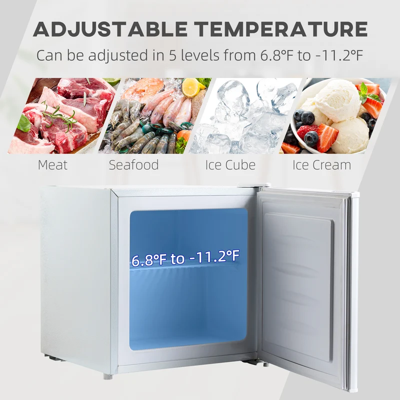 1.1 Cu Ft Countertop Mini Freezer, Compact Upright with Removable Shelves, White