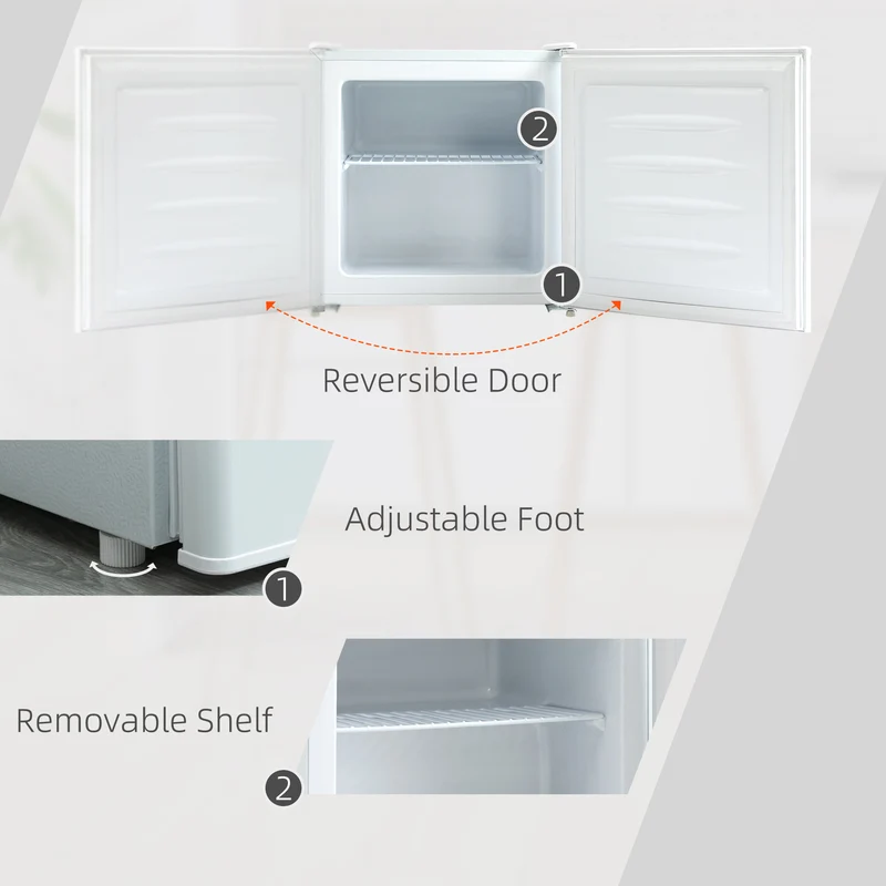 1.1 Cu Ft Countertop Mini Freezer, Compact Upright with Removable Shelves, White