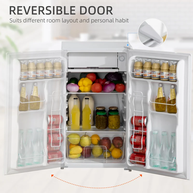 3.2 Cu.Ft Compact Mini Fridge with Freezer, Adjustable Shelf & Temperature Control, White