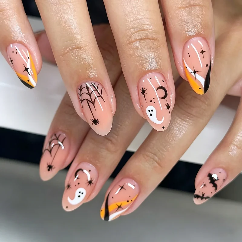 Halloween-Themen Dekorative Press-On Nagelset