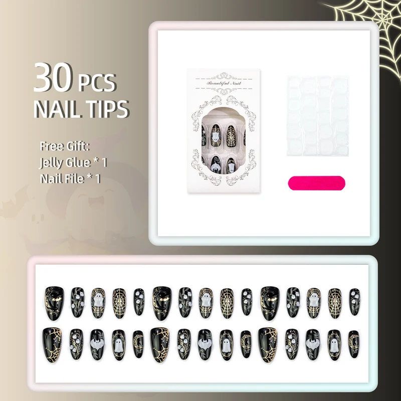 Halloween-Themen Dekorative Press-On Nagelset 1790738553