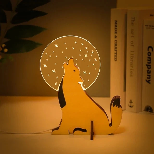 Skanto | Tier LED Nachtlicht Holz Acryl Tisch USB Licht