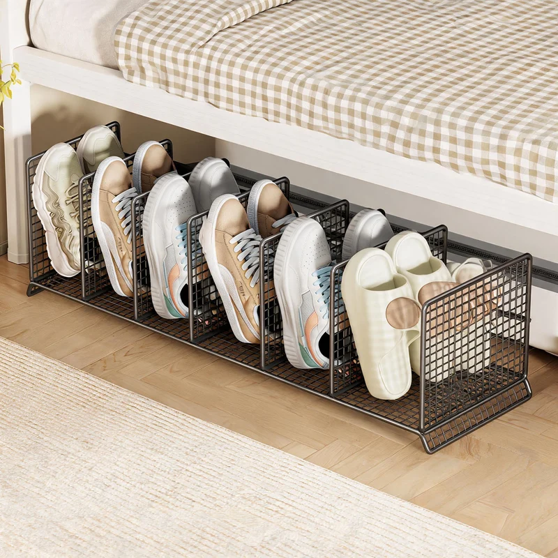 Vertikaler Mesh-Trennschuhregal für kompakte Unter-Bett- und Eingangsbereichspeicherung