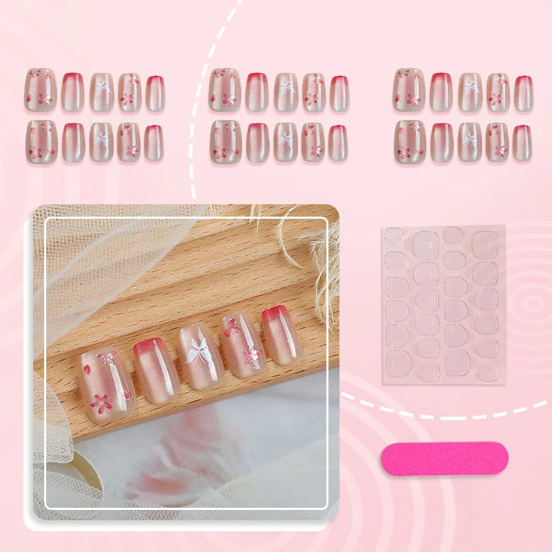 Premium Künstlerische Blumen Press-On Nagelset