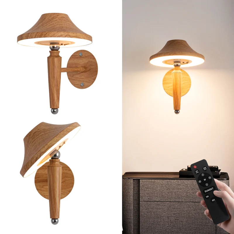 Elegante Holz Wandlampe