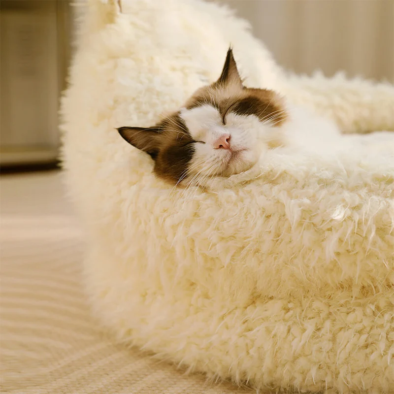 Skanto | Alpaka-förmiges, flauschiges, warmes, abnehmbares Hunde- und Katzenbett
