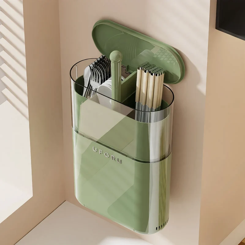 Stäbchenhalter mit Druckknopf und Ablauf