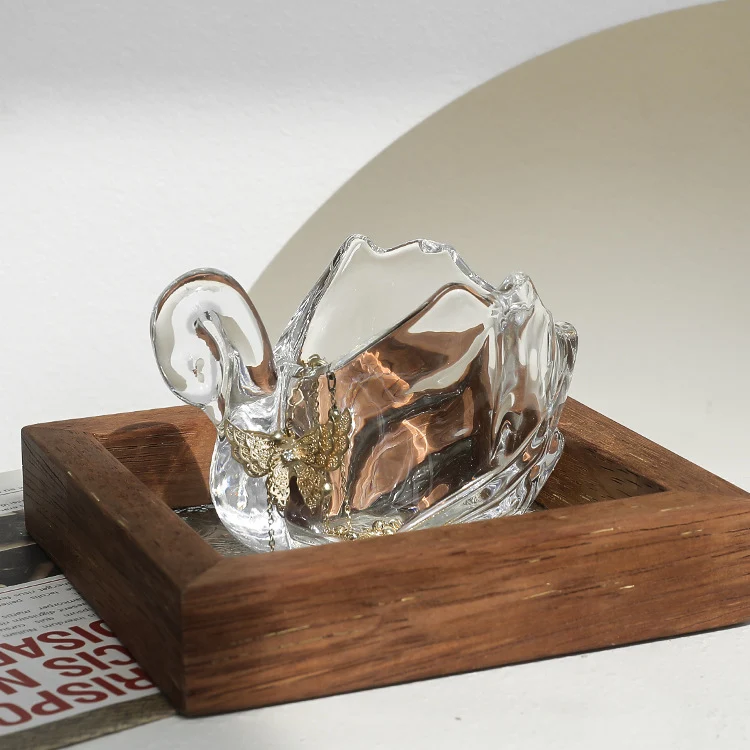 Schwan-Glasdose, transparent, Schmuck und Kosmetik