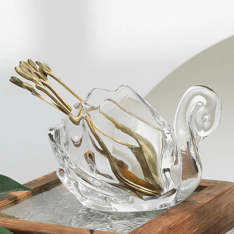 Schwan-Glasdose, transparent, Schmuck und Kosmetik
