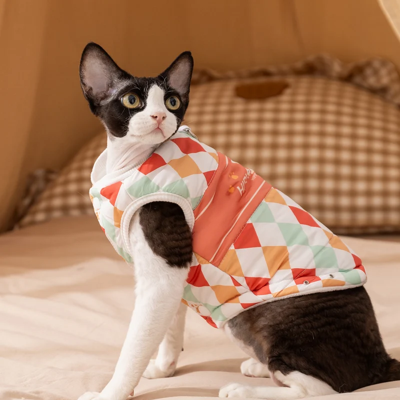 Katzenpullover, kariert, wärmend