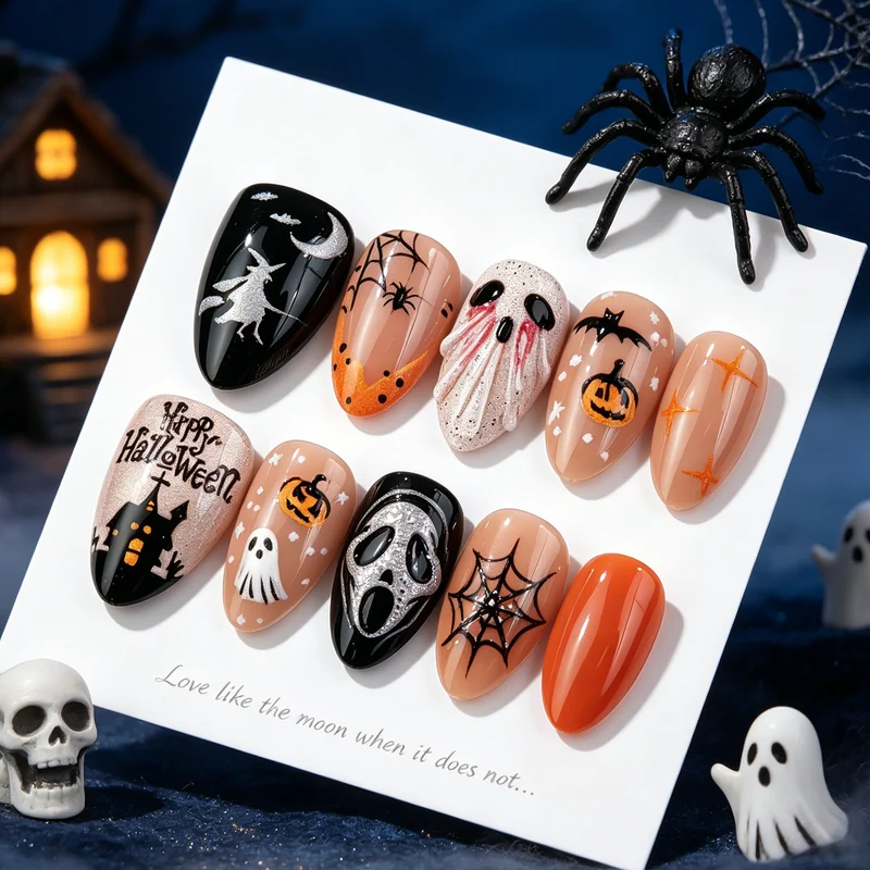 Halloween-inspiriertes Press-On Nagelkunst Set