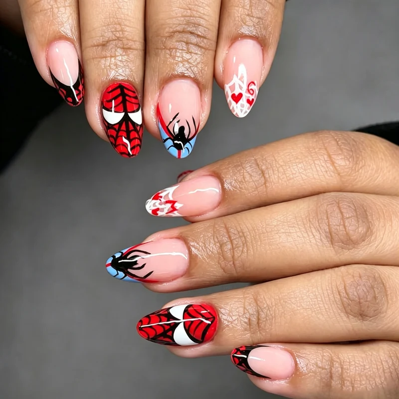 Halloween-Themen-Spinne und Netz Press-On Nagelset