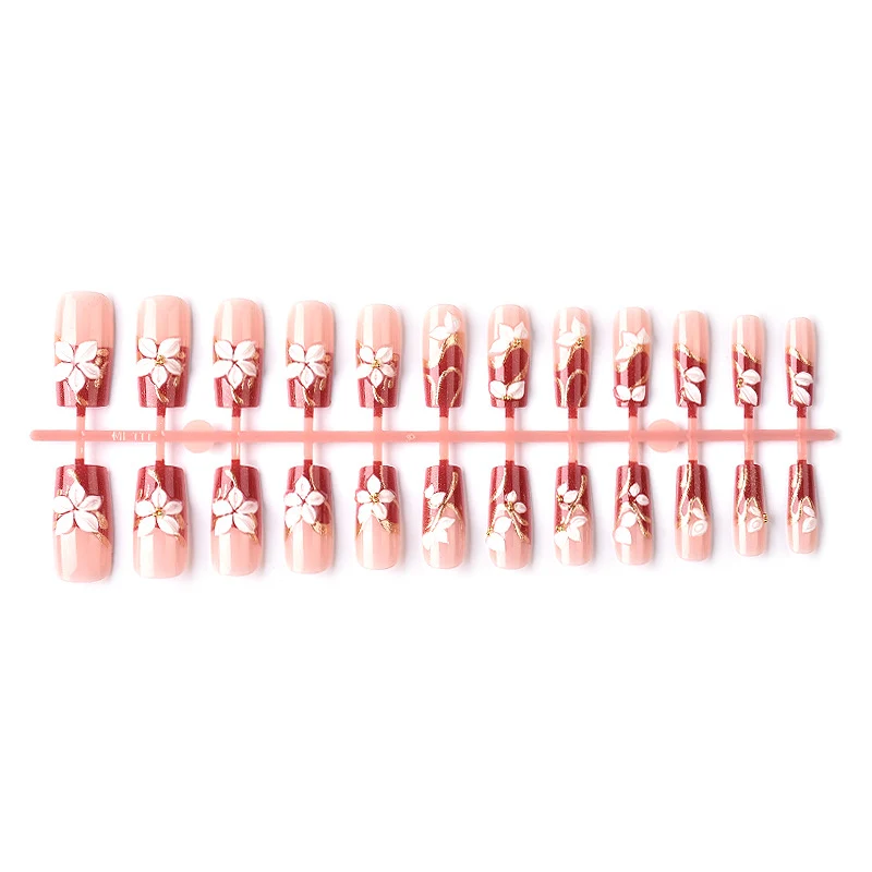 Floral Decorative Press-On Nail Art Set
