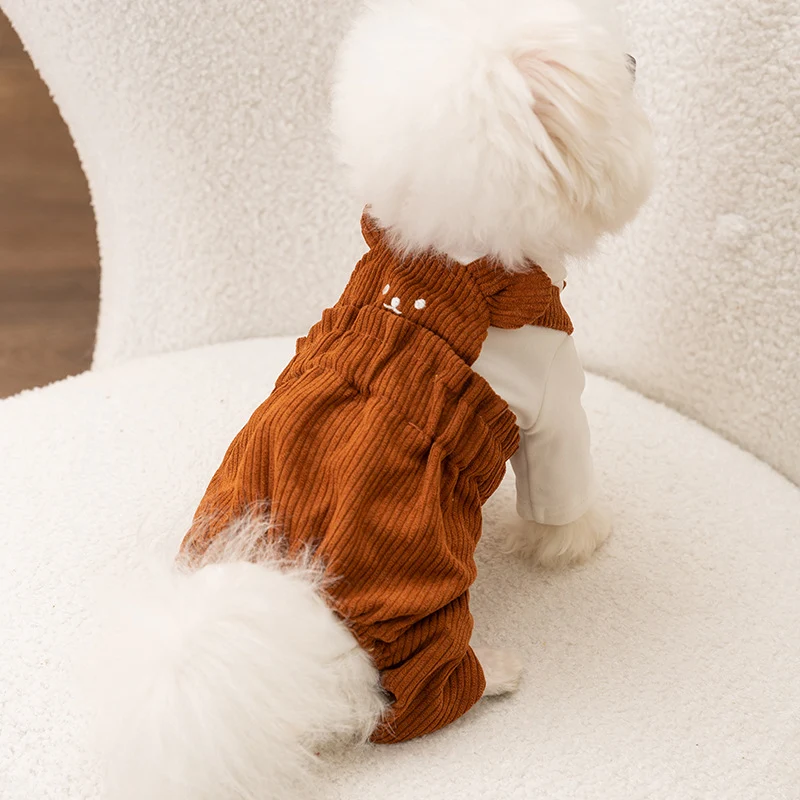 Hundeoverall mit Trägerhose aus Cord