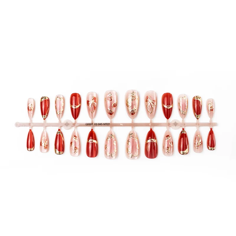 Vergoldetes Rahmen Dekorative Press-On Nail Set