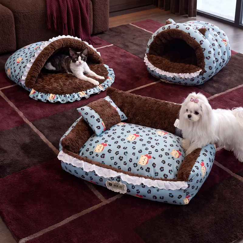 Haustier-Kuschelbett mit Leopardenmuster
