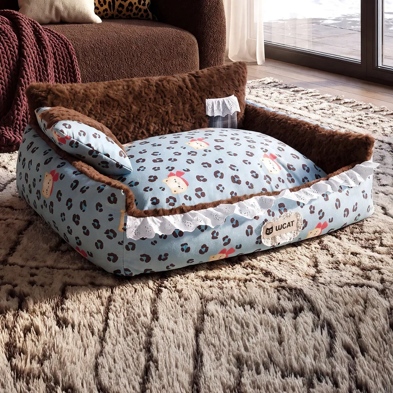 Haustier-Kuschelbett mit Leopardenmuster