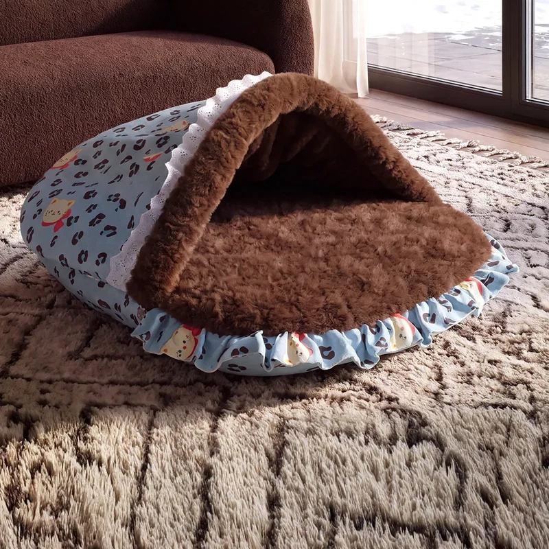 Haustier-Kuschelbett mit Leopardenmuster