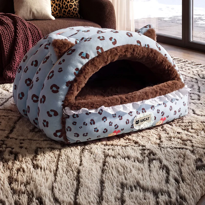 Haustier-Kuschelbett mit Leopardenmuster