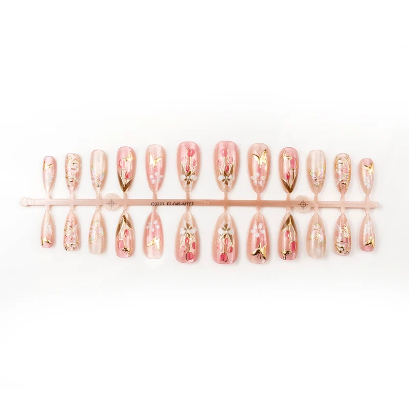 Floral Butterfly Dekorative Press-On-Nagelset