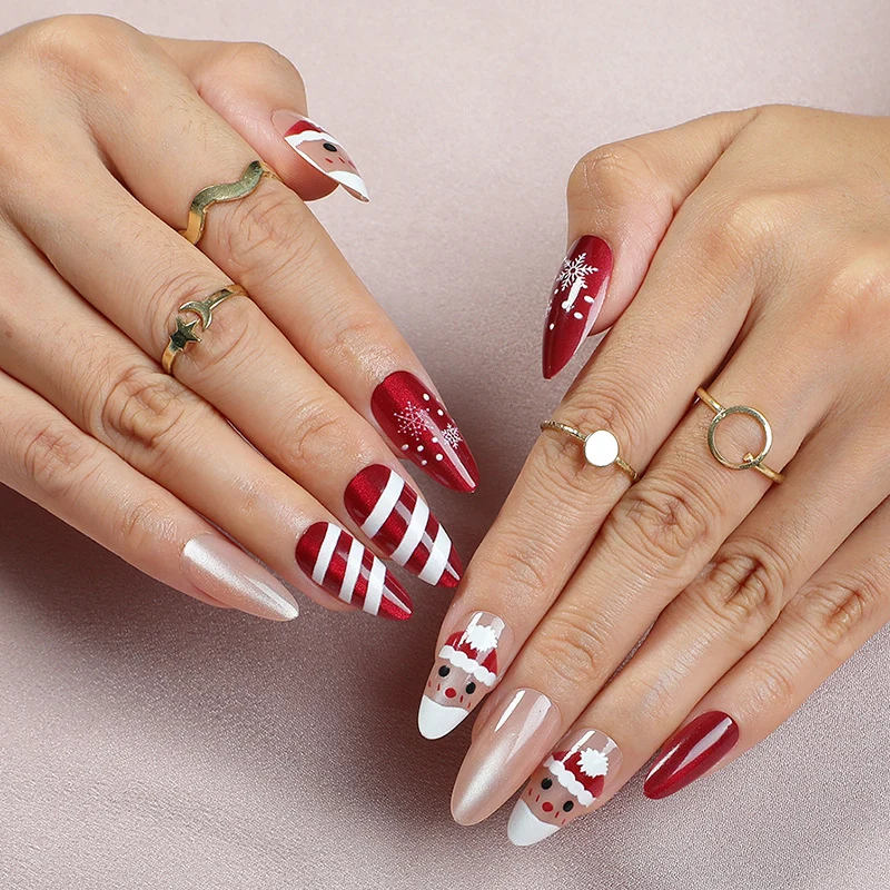Festliche Urlaubs-Themen Press-On Nagelkunst Design