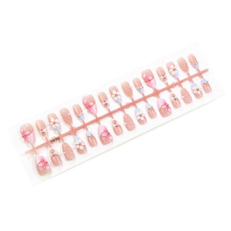 Blumenmuster Press-On Nagelkunst Set