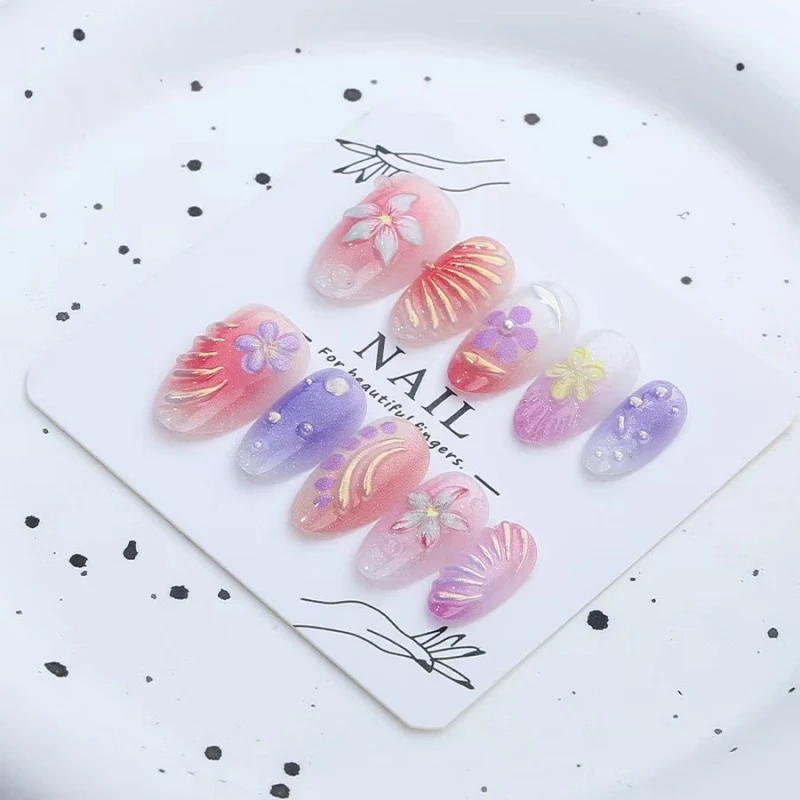 Florale Press-On Nagelkunst Set