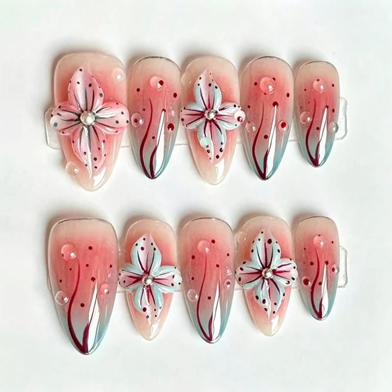 Floral Artikulierter Press-On Nagelset